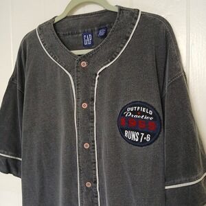 Vintage GAP Baseball Jersey Button Up Shirt Outfield Practice 1955 Mens Medium